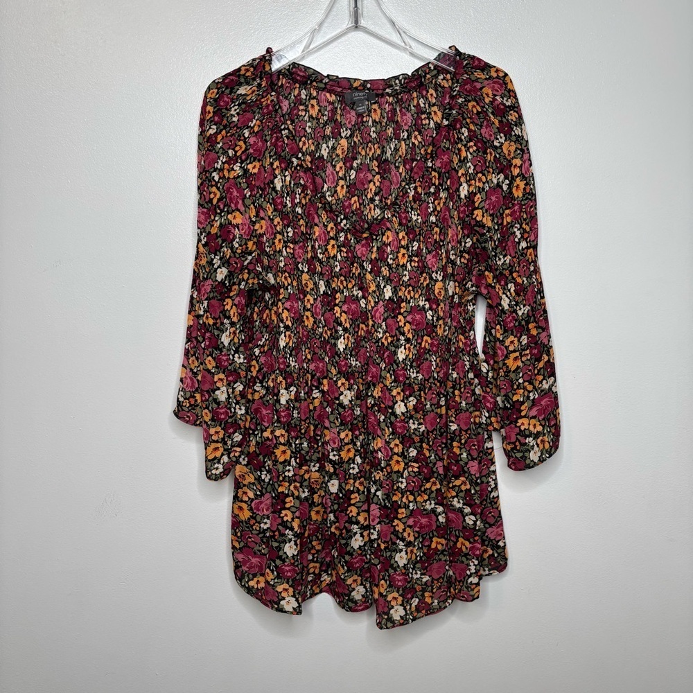 Ninety Clothing Co Floral Boho Tunic Top Women’s 1X Multicolor Rayon 3/4 Sleeve - Picture 4 of 12